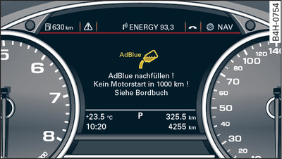 Kombiinstrument: Indikering på displayen